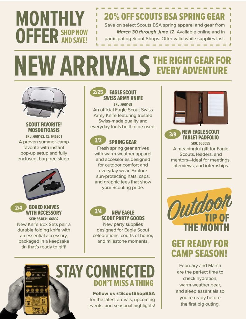 Scout Shop February and March 2026 Newsletter 2 of 2