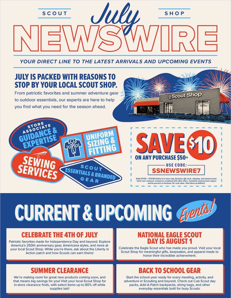 Scout Shop July 2026 Newsletter 1 of 2