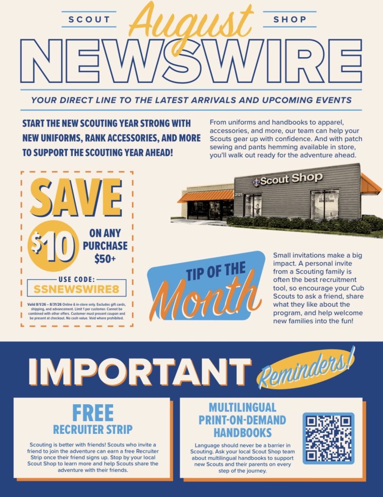 Scout Shop August 2026 Newsletter 1 of 2